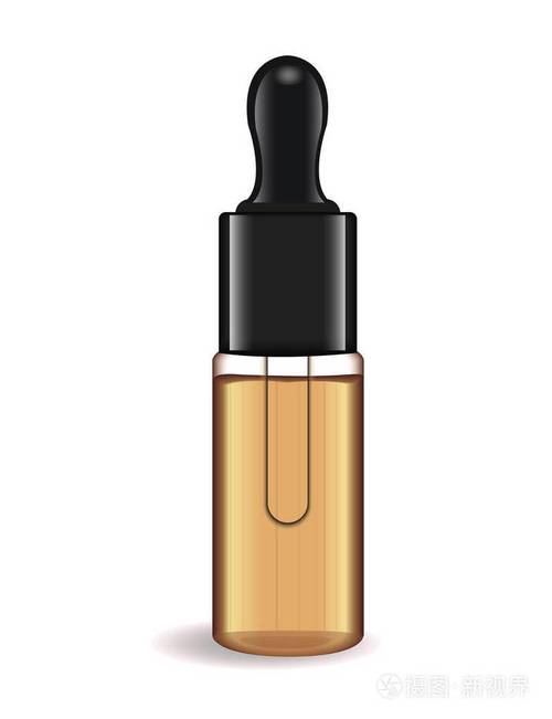 现实的精油或草药包在白色背景上分离香精香料模拟产品瓶化妆品3d